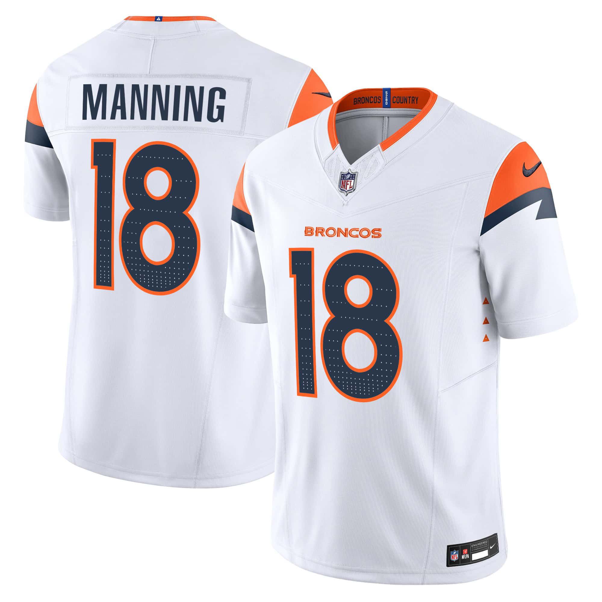 Men Denver Broncos #18 Manning White 2024 Nike Vapor Limited NFL Jersey